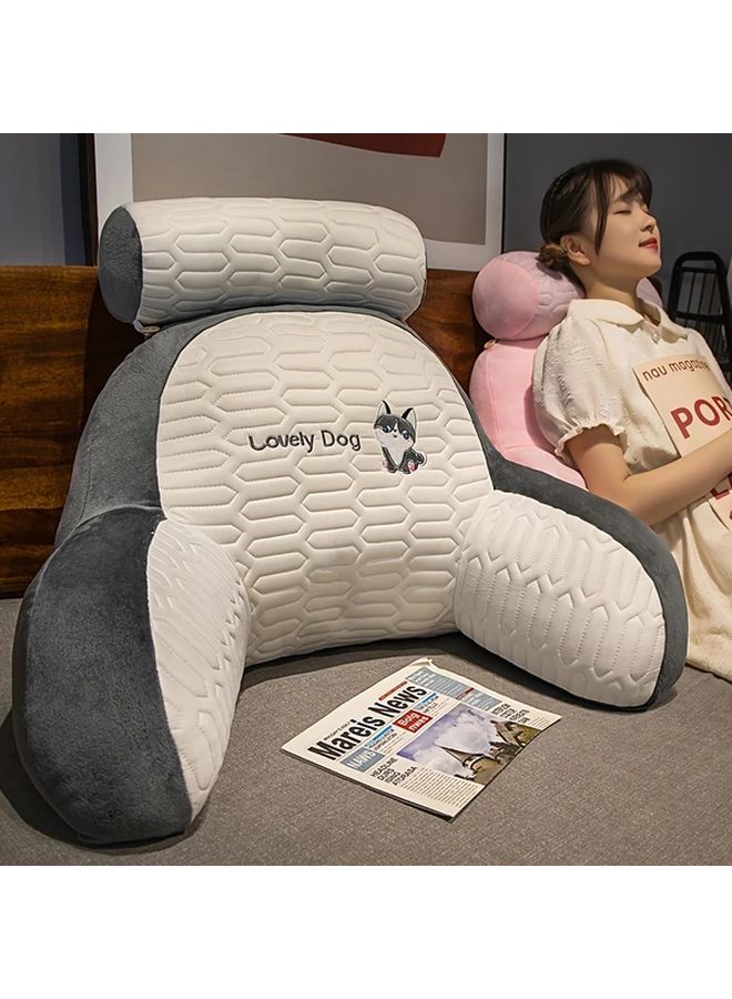 Large Ergonomic Reading Pillow Dark Gray Washable Support for Neck Back Arms - Image 1